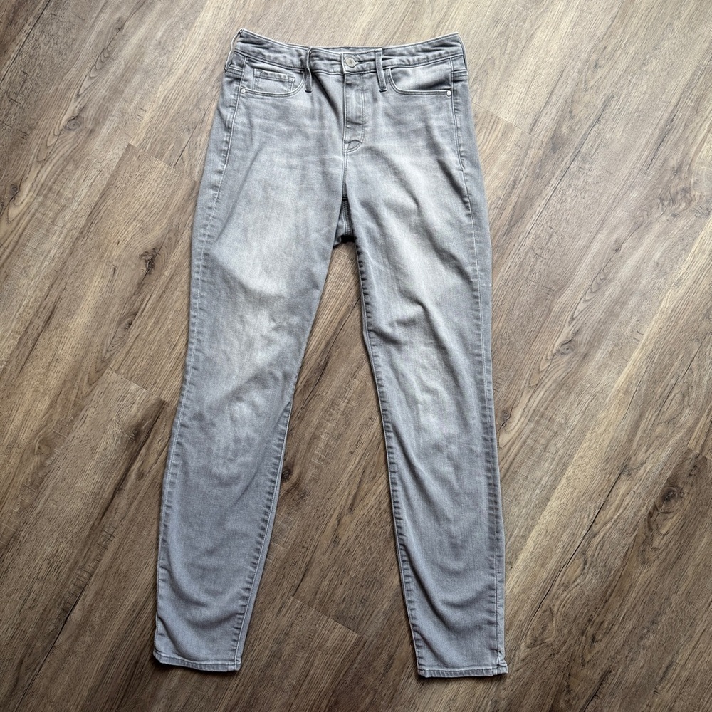 Athleta Sculptek Skinny Jeans Light Gray Stretch Size 6 Tall